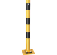 Absperrpfosten Stahlrohr Ø 89 mm x 2,9 mm allseits neigbar ohne Öse gelb-schwarz H = 1000 mm