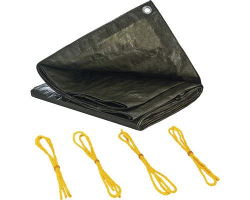 Abdeckplane mit Ösen und Befestigungsseilen