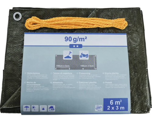 Abdeckplane 2 x 3 Meter inklusive Befestigungskordel