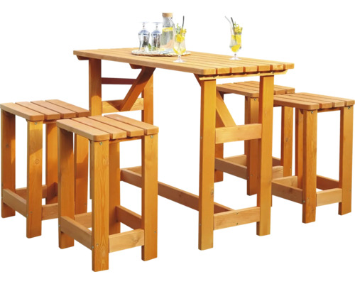 Meubles de bar promadino 4 places avec table,4 tabourets bois bois