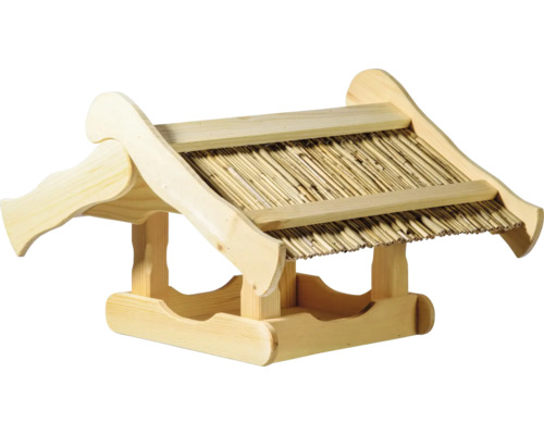 Vogelhaus dobar green label Vogelfutterhaus Kunoy für Ständermontage aus Holz, 50x44x32 cm Vogelhaus aus Holz mit Strohdach