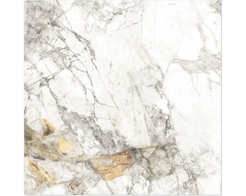 Feinsteinzeug Wand- und Bodenfliese Topas Marble White Gold 60 x 60 x 0,7 cm glänzend rektifiziert