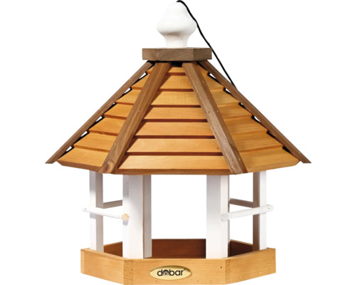 Nichoir dobar green label mangeoire Goldener Oktober octogonal à suspendre en bois, 33 ,5x29x34 cm Mangeoire à oiseaux en bois avec toit