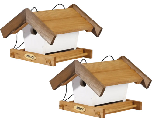 Nichoir dobar green label mangeoire Goldener Oktober set de 2 à suspendre en bois, 22 ,5x21x16 cm Deux mangeoires en bois