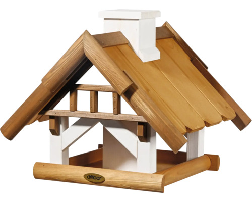 Mangeoire en bois avec toit et plateau