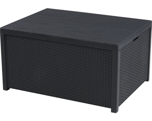 Coffre de rangement noir en design rotin
