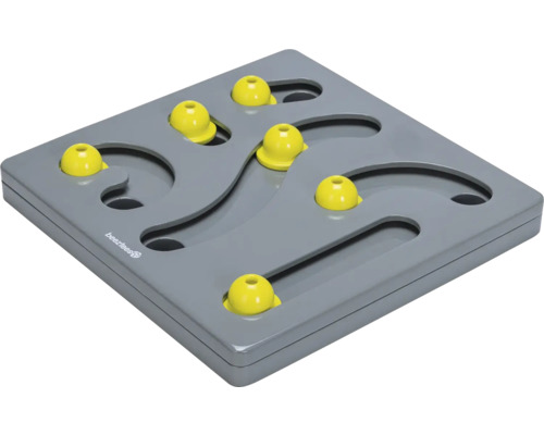 Graues Intelligenzspielzeug für Hunde mit gelben Elementen