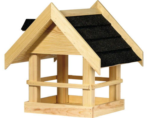 Vogelhaus dobar Vogelfutterhaus Noir aus Massivholz, 37,xx37x40 cm Vogelhaus aus Holz mit Bitumendach