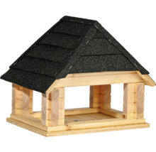 Vogelhaus aus Holz mit Bitumendach