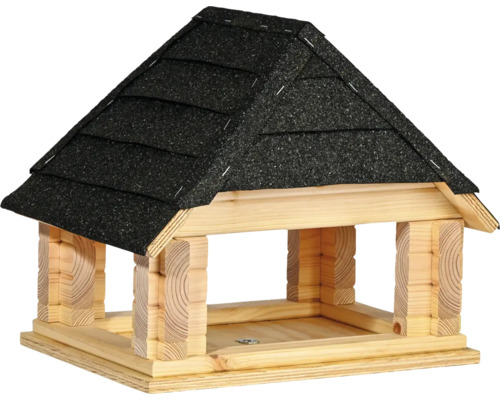 Vogelhaus dobar Vogelfutterhaus Zwart aus Massivholz, 37x28x32,5 cm Vogelhaus aus Holz mit Bitumendach