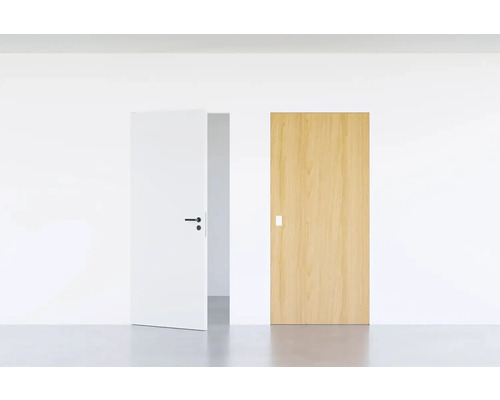 Porte d'intérieur affleurante Pertura Vidar HPL hêtre 883x2001 mm serrure à loquet magnétique pour WC acier inoxydable tirant gauche (ouverture vers l'extérieur)