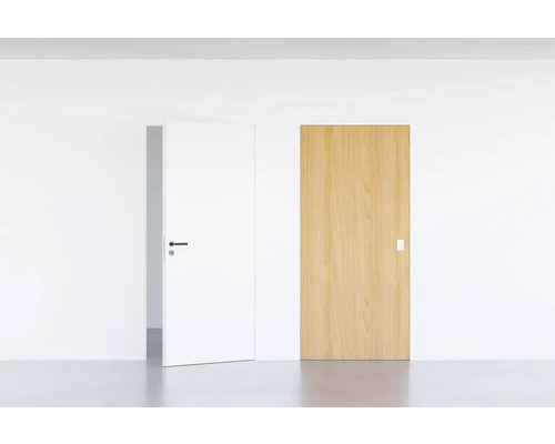 Porte d'intérieur affleurante Pertura Vidar HPL hêtre 883x2001 mm serrure à loquet magnétique pour WC acier inoxydable tirant droit (ouverture vers l'extérieur)