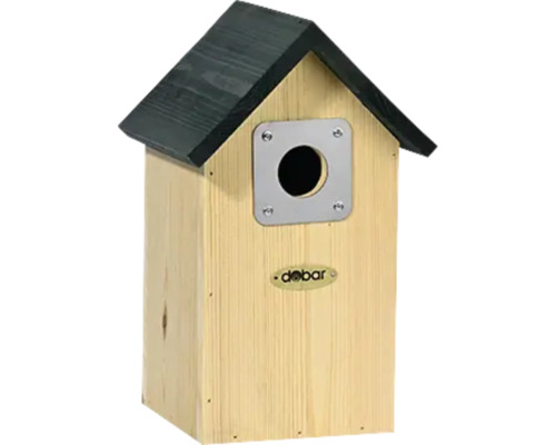 Nistkasten dobar green label cavité pour cavernicoles en bois, 17,8x16x28,5 cm Nichoir en bois avec toit noir et trou d''entrée rond