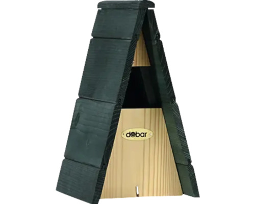 Nistkasten dobar green label cavité toit pointu pour troglodytes en bois, 16x16,5x28 cm Hôtel à insectes en forme de A avec deux chambres et le logo Dobar