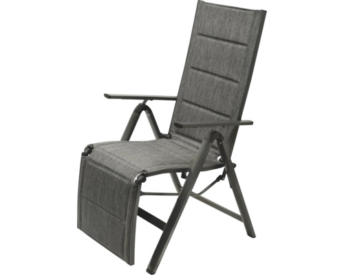 Chaise de jardin fauteuil de jardin chaise de jardin Garden Place Eve 57 x 74 x 110 cm aluminium plastique textile gris avec accoudoir