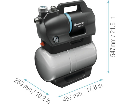 Station de pompage domestique Gardena avec dimensions