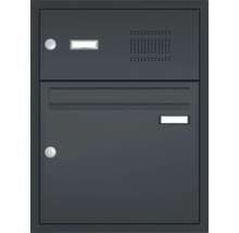 Auvent Gutta BS Plus 160 RAL 7016 gris anthracite 160x90 cm avec boîte aux lettres, boîtier fonctionnel, partie latérale gauche évacuation de l'eau dans la partie latérale