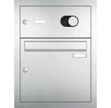 Auvent Gutta BS Plus 160 RAL 7016 anthracite 200x90 cm partie latérale droite avec boîte aux lettres, sonnette et interphone acier inoxydable évacuation de l'eau dans la partie latérale