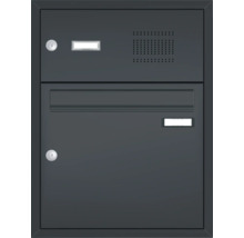 Auvent Gutta BS Plus 200 RAL 7016 gris anthracite 200x90 cm avec boîte aux lettres, boîtier fonctionnel, partie latérale gauche évacuation de l'eau dans la partie latérale