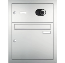Auvent Gutta BS Plus 160 RAL 7016 anthracite 200x90 cm partie latérale gauche avec boîte aux lettres, caméra intégrée et interphone acier inoxydable évacuation de l'eau dans la partie latérale