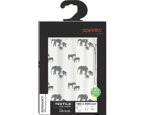 Spirella Duschvorhang Serengeti, Textil, wasserabweisend, 180 x 200 cm