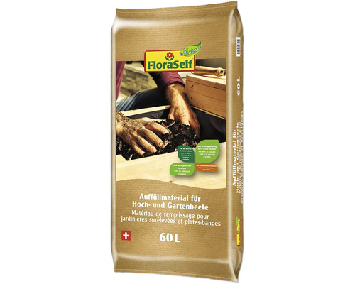 FloraSelf Auffüllmaterial für Hoch- und Gartenbeete, 60 Liter, zur Verwendung in Hochbeeten und Gärten