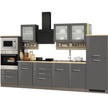 Held Möbel Küchenzeile mit Geräten Mailand 330 cm grau hochglanz zerlegt 600.1.6211