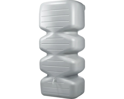 Réservoir d''eau de pluie en plastique gris avec robinet