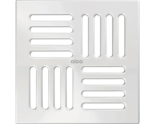 Couvercle de drain de sol carré avec trous oblongs et logo Alca
