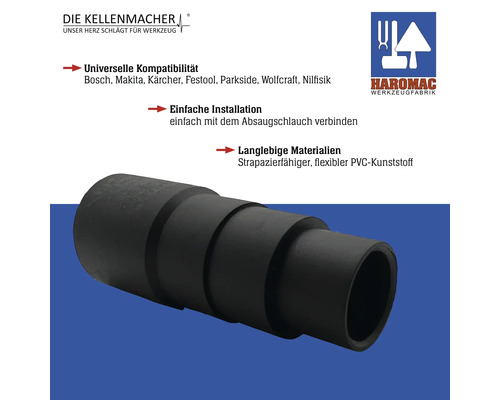 Schlauchadapter aus PVC-Kunststoff zur Verbindung mit einem Absaugschlauch