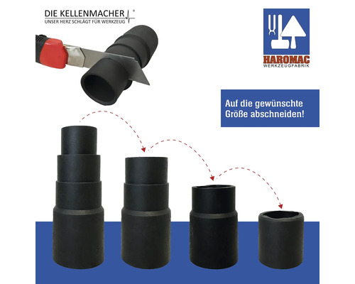 Illustration eines Universal-Saugschlauch-Adapters mit Schneideanleitung