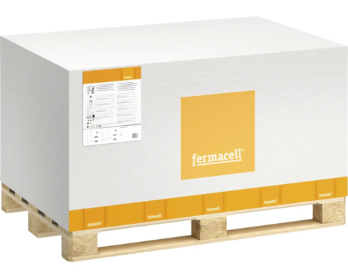Verpackte Fermacell Gipsfaserplatten auf Palette
