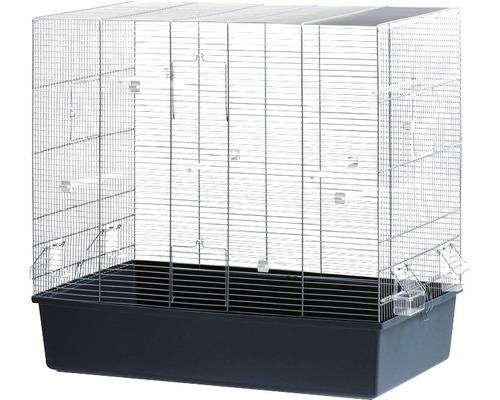 Cage à oiseaux 'rose' avec perchoirs en bois et gamelles 80 x 45 x 75 cm bleu