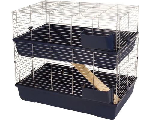 Cage pour rongeurs Maxi Baldo Twin avec rack à foin 100 x 53 x 86 cm bleu