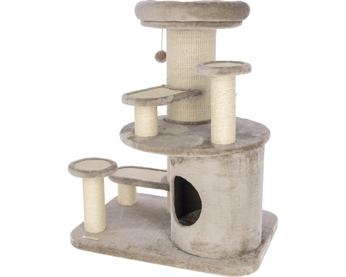 Katzenkratzbaum mit Liegeflächen, Kratzsäulen und Katzenhaus