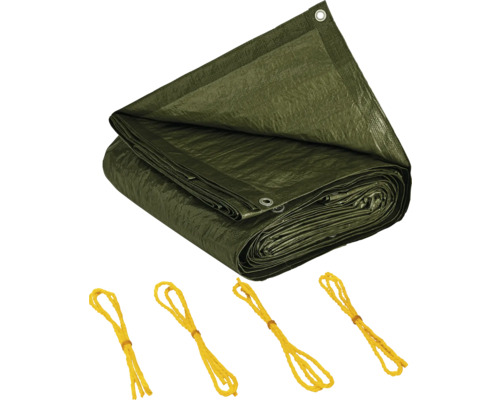 Abdeckplane mit Ösen und Befestigungsseilen
