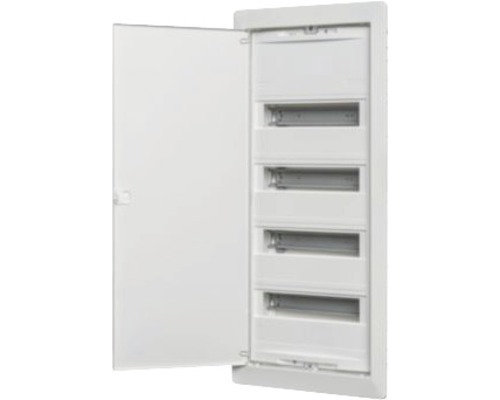 Petit boîtier de distribution Amigo A 48UP ABN pose en applique 4 rangées 48 TE IP30 blanc avec porte lxhxp 305/330x640/710x99/90 mm