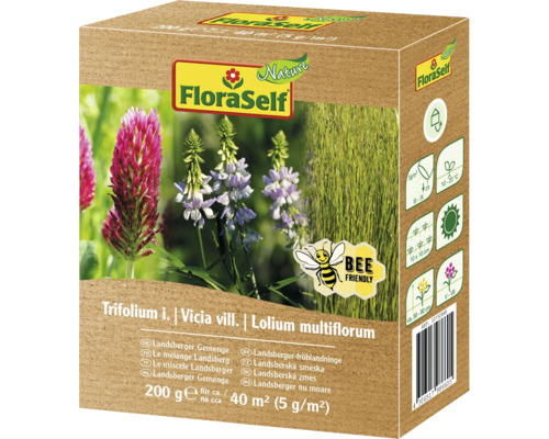 Mélange engrais vert FloraSelf Nature 200 g pour 40 m² FloraSelf Nature Semences Mélange Landsberger emballage