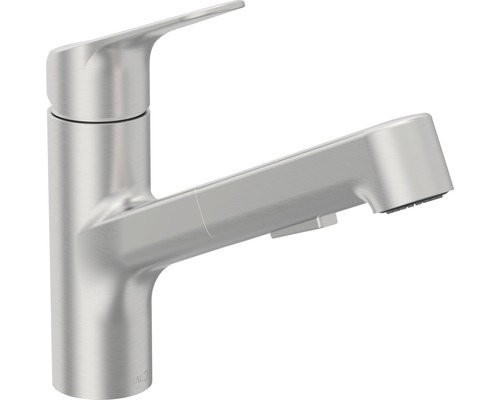 Robinet de cuisine avec douchette AVITAL Yukon acier inoxydable brossé 157183 Robinet de cuisine avec douchette extractible