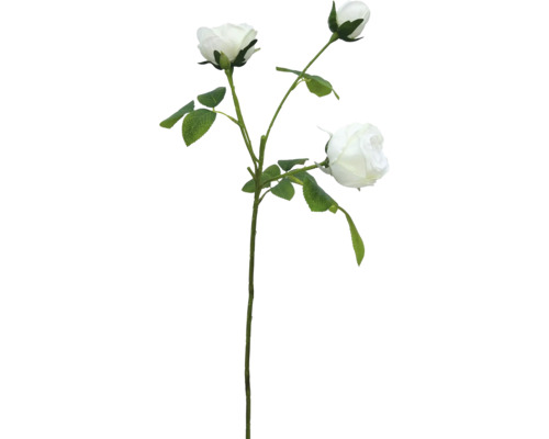Fleur artificielle rose Spring Louis fibre synthétique métal plastique 58 cm blanc Rose artificielle avec fleurs et feuilles