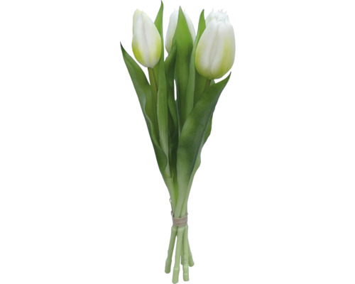 Kunstblumen Bund Tulpen Kunststoff Metall 30 cm 5 Stück weiß