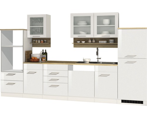 Held Möbel Küchenzeile Mailand 340 cm weiß hochglanz zerlegt