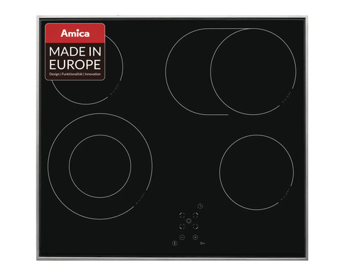 Plaque de cuisson vitrocéramique avec cadre Amica 60 x 50,5 cm 4 zones de cuisson KMC 742 600 E