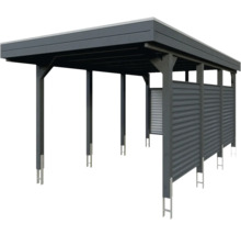 Einzelcarport SKAN HOLZ Friesland-Hybrid inkl. Rückwand/Seitenwand Aluminium, Pfostenanker 314 x 555 cm anthrazit