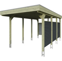 Einzelcarport SKAN HOLZ Friesland-Hybrid inkl. Rückwand/Seitenwand Aluminium, Pfostenanker 314 x 555 cm kesseldruckimprägniert