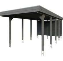 Carport simple SKAN HOLZ Friesland-hybride y compris espace de rangement aluminium, ancrage de poteau 314 x 708 cm ardoise