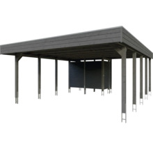 Doppelcarport SKAN HOLZ Friesland-Hybrid inkl. Abstellraum Aluminium, Pfostenanker 557 x 708 cm schiefer