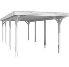 Carport en bois avec toit plat et poteaux