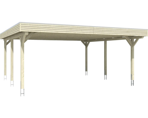 Abri de voiture en bois avec toit plat