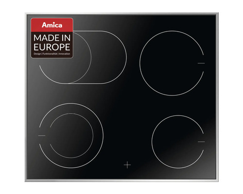 Plaque de cuisson vitrocéramique avec cadre Amica 57,6 x 50,5 cm 4 zones de cuisson EC 742 100 E